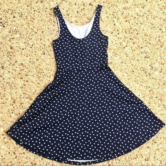Divided H&M Polka Dot Sleeveless Blue Dress 2 - Picture 6 of 6